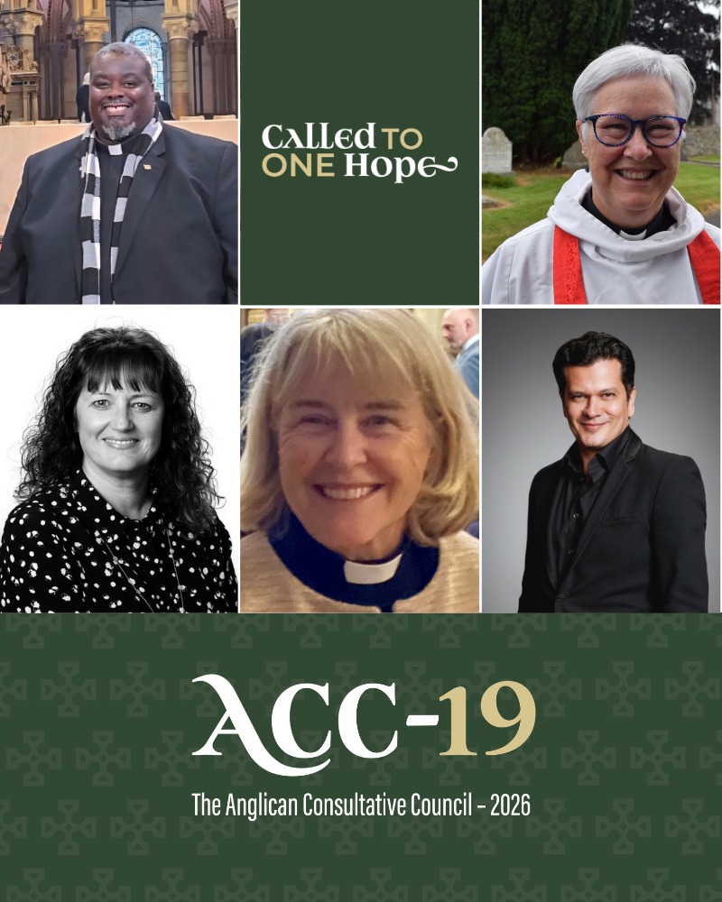 ACC members pictured around Called to One Hope artwork for ACC-19.